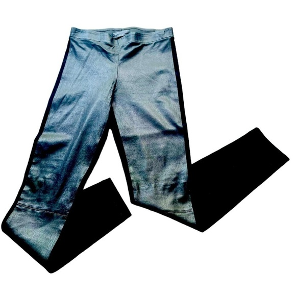 Vince. Black Leather and Suede Leggings Medium - Picture 1 of 7